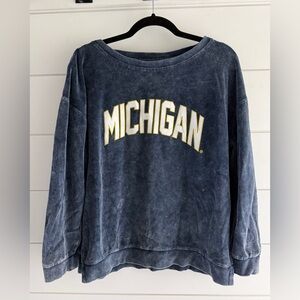 University of Michigan Blue Crewneck Sweatshirt, Size Large